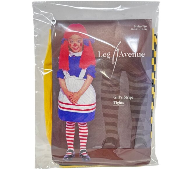 Leg Avenue Girls Stripe Tights XL (11-14) Yellow & Black - Picture 1 of 2